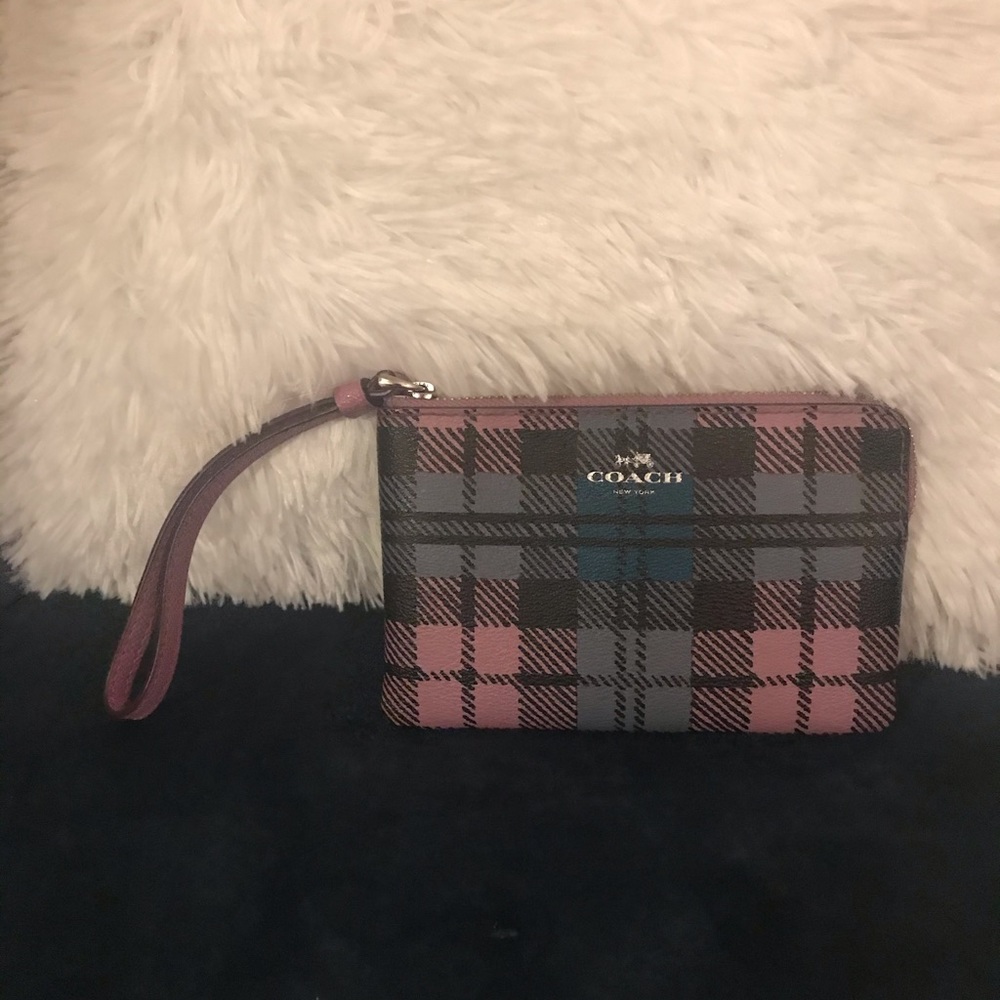 Coach Plaid Wristlet
